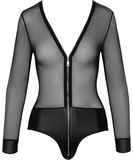 Cottelli Lingerie black sheer mesh bodysuit with zipper