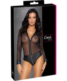 Cottelli Lingerie black sheer mesh bodysuit with zipper