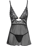 Cottelli Lingerie black sheer mesh & lace babydoll