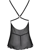 Cottelli Lingerie must läbipaistev tüllist ja pitsist babydoll-kleit