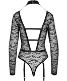 Cottelli Lingerie черный прозрачный узорчатый боди с подвязками