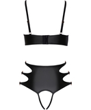 Cottelli Lingerie Czarny matowy biustonosz i majtki bez krocza