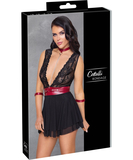 Cottelli Lingerie Bondage must ja punane babydoll-kleit