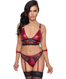 Cottelli Lingerie Bondage red suspender lingerie set