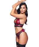 Cottelli Lingerie Bondage red suspender lingerie set