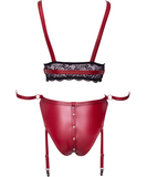 Cottelli Lingerie Bondage red suspender lingerie set