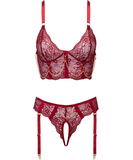 Cottelli Lingerie Camellia red lingerie set with chains