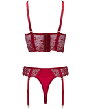 Cottelli Lingerie Camellia red lingerie set with chains