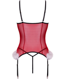 Cottelli Lingerie Krissy czerwony przezroczysty gorset i stringi