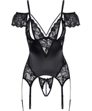 Cottelli Lingerie Nerona black matte look basque & crotchless string
