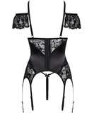 Cottelli Lingerie Nerona black matte look basque & crotchless string