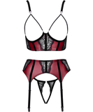 Cottelli Lingerie Noctyra sarkanmelns atvērts apakšveļas komplekts