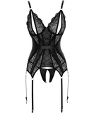 Cottelli Lingerie Noirette black lace basque & crotchless string