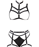 Cottelli Lingerie Noirmika krūtinės apraišai ir kojinių diržas su siaurikėmis