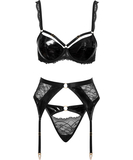 Cottelli Lingerie Noxella black vinyl lingerie set
