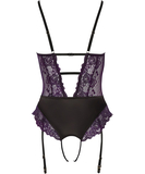 Cottelli Lingerie purple lace crotchless suspender bodysuit