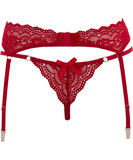 Cottelli Lingerie red lace garter belt with string