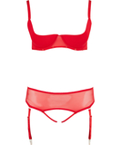 Cottelli Lingerie czerwony komplet bielizny z otwartym biustonoszem