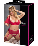 Cottelli Lingerie czerwony komplet bielizny z otwartym biustonoszem
