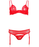 Cottelli Lingerie punane pesukomplekt avatud rinnahoidjaga