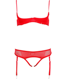 Cottelli Lingerie red sheer mesh & lace lingerie set