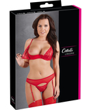 Cottelli Lingerie red sheer mesh & lace lingerie set