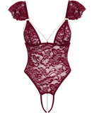 Cottelli Lingerie Rubelixa burgundiška nėriniuota glaustinukė atviru tarpkoju