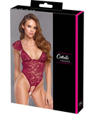 Cottelli Lingerie Rubelixa burgundiška nėriniuota glaustinukė atviru tarpkoju