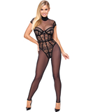 Cottelli Lingerie Terilyka czarny prześwitujący bodystocking