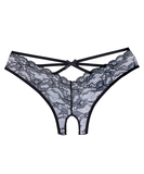 Allure Lingerie Crush mustast pitsist avatud jalgevahega tangad