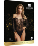 Le Désir black net bodysuit with rhinestone sleeves