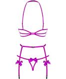 Obsessive purple three-piece lingerie set