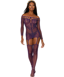 Dreamgirl purple net garter dress bodystocking