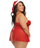 Dreamgirl Santa red sheer babydoll with Santa hat