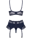 Obsessive dark blue lace lingerie set