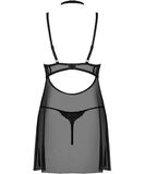 Obsessive Elizenes mustast läbipaistvast tüllist babydoll-kleit