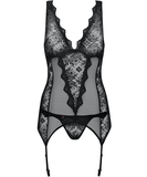 Obsessive black sheer mesh basque with string