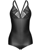 Noir Handmade black matte look bodysuit with sheer inserts