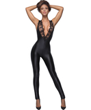 Noir Handmade black matte look low cut catsuit