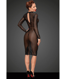 Noir Handmade black striped sheer mesh tube dress