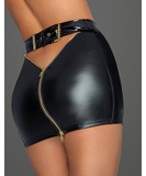 Noir Handmade black matte look mini skirt with zipper