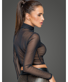 Noir Handmade black sheer mesh crop top with zipper