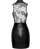 Noir Handmade black matte look & sheer mesh mini dress