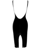 Noir Handmade black vinyl midi dress with front zipper