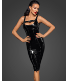 Noir Handmade black vinyl midi dress with front zipper