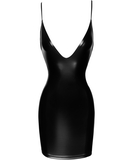 Noir Handmade black matte look open back bodycon mini dress