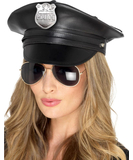 Fever black leatherette police hat