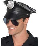 Fever black leatherette police hat