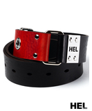 HEL Milano black & red leather hobble belt