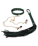 Bad Kitty Velvet Green Flogger & Collar